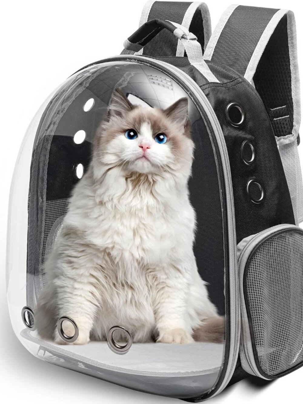 Large Cat Backpack Carrier for Travel and Hiking Pet Bubble Backpack - Black